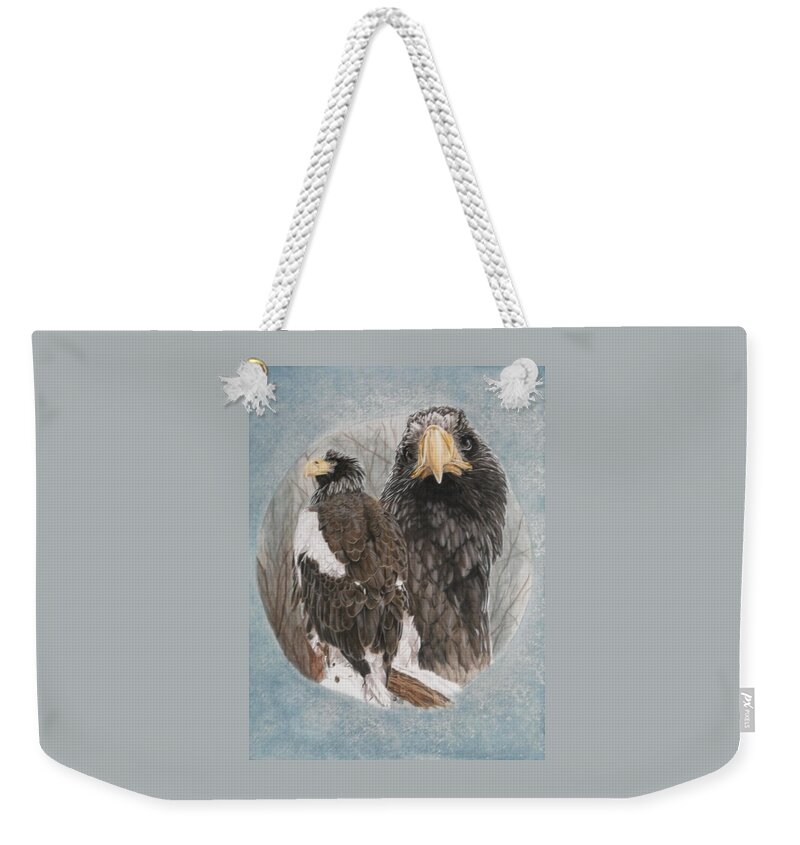 Raptor Weekender Tote Bag featuring the mixed media Chasseur by Barbara Keith