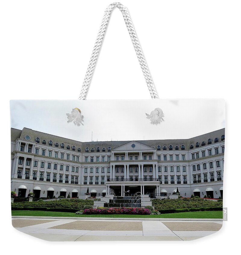 Resorts Weekender Tote Bag featuring the photograph Chateau Lafayette at Nemacolin Woodlands Resort in Pennsylvania by Linda Stern