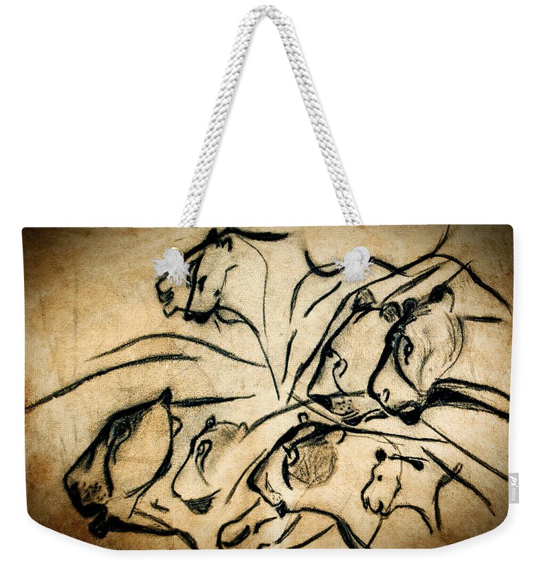 Chauvet Cave Lions Weekender Tote Bag featuring the photograph Chauvet Cave Lions by Weston Westmoreland