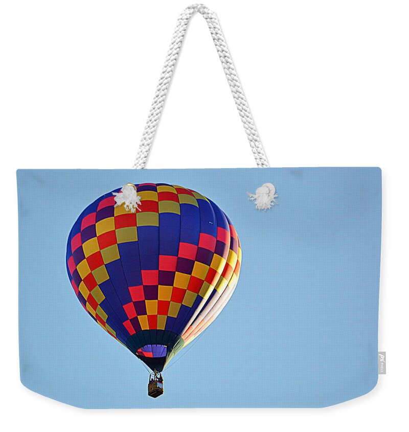 Hot Air Balloon Weekender Tote Bag featuring the photograph Checkerboard by AJ Schibig