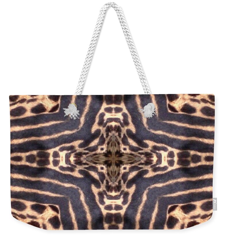 Digital Weekender Tote Bag featuring the digital art Cheetah Cross by Maria Watt