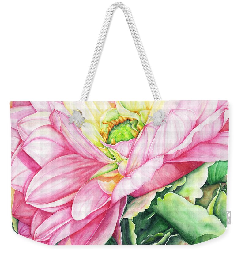 Dahlia Watercolor Weekender Tote Bag featuring the painting Chelsea's Bouquet 2 by Lori Taylor