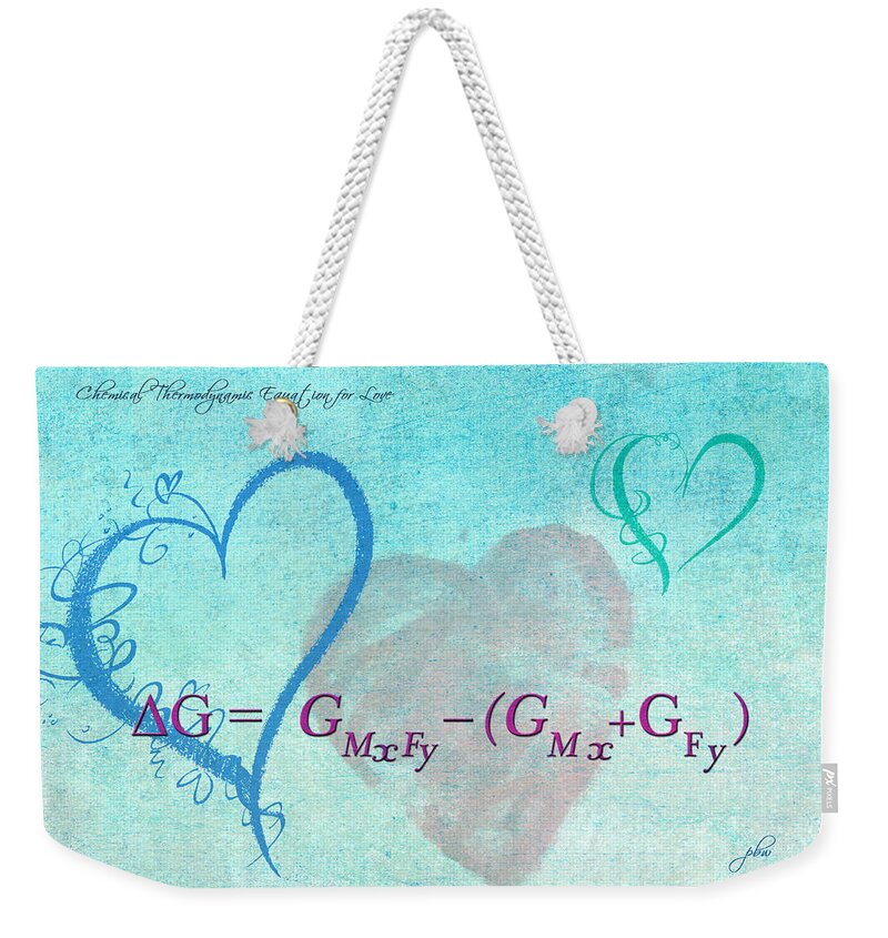 Feature Art Weekender Tote Bag featuring the digital art Chemical Thermodynamic Equation for Love by Paulette B Wright
