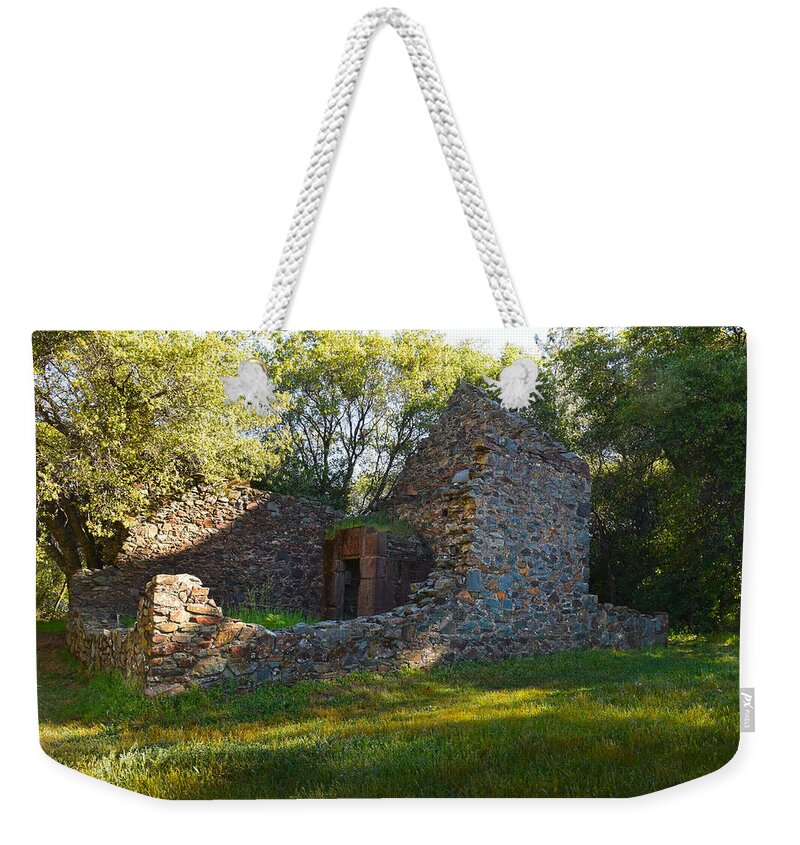 Ruins Of The Cherokee Gold Assayers Office Weekender Tote Bag featuring the photograph Cherokee Gold Assayers Office Ruins by Frank Wilson