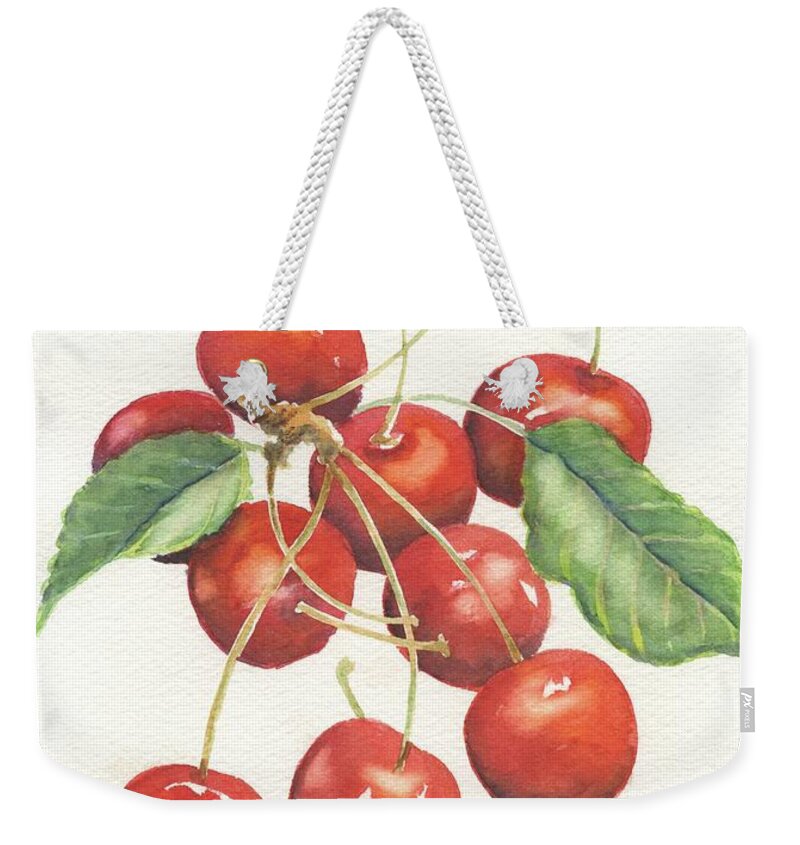 Cherries Weekender Tote Bag featuring the painting Cherries by Marsha Elliott