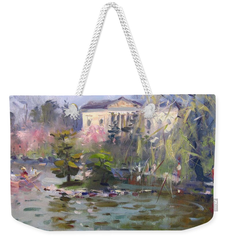 Cherry Blossom Weekender Tote Bag featuring the painting Cherry Blossom Festival Buffalo by Ylli Haruni