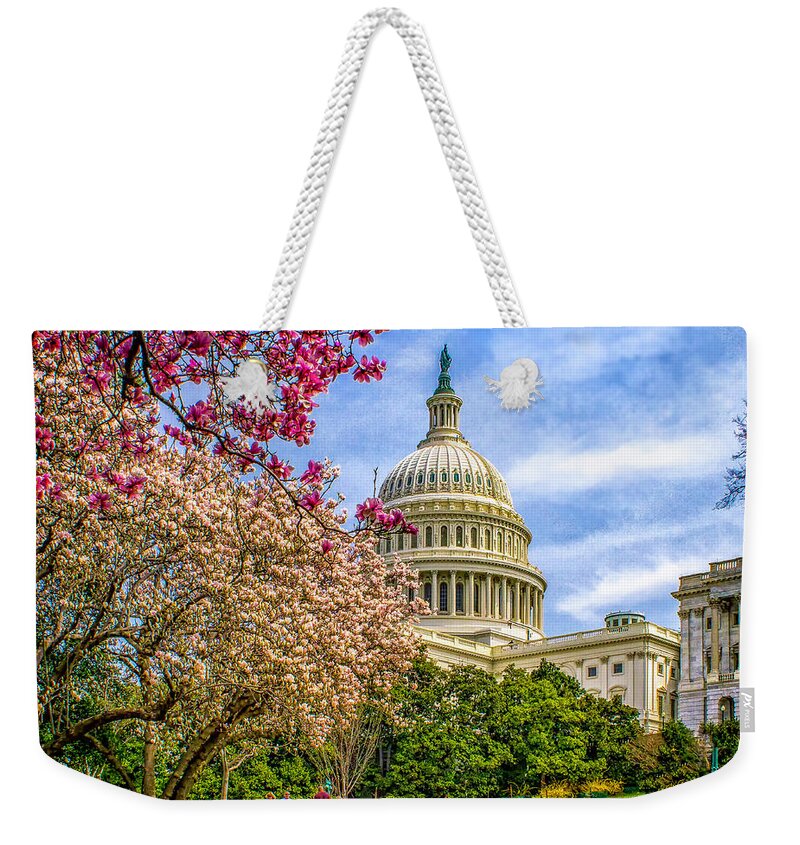 Cherry Weekender Tote Bag featuring the photograph Cherry Blossoms at the Capitol by Nick Zelinsky Jr