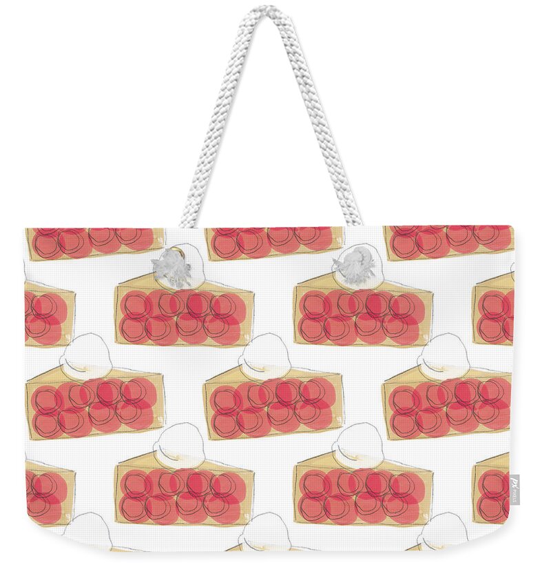 Pie Weekender Tote Bag featuring the mixed media Cherry Pie- Art by Linda Woods by Linda Woods