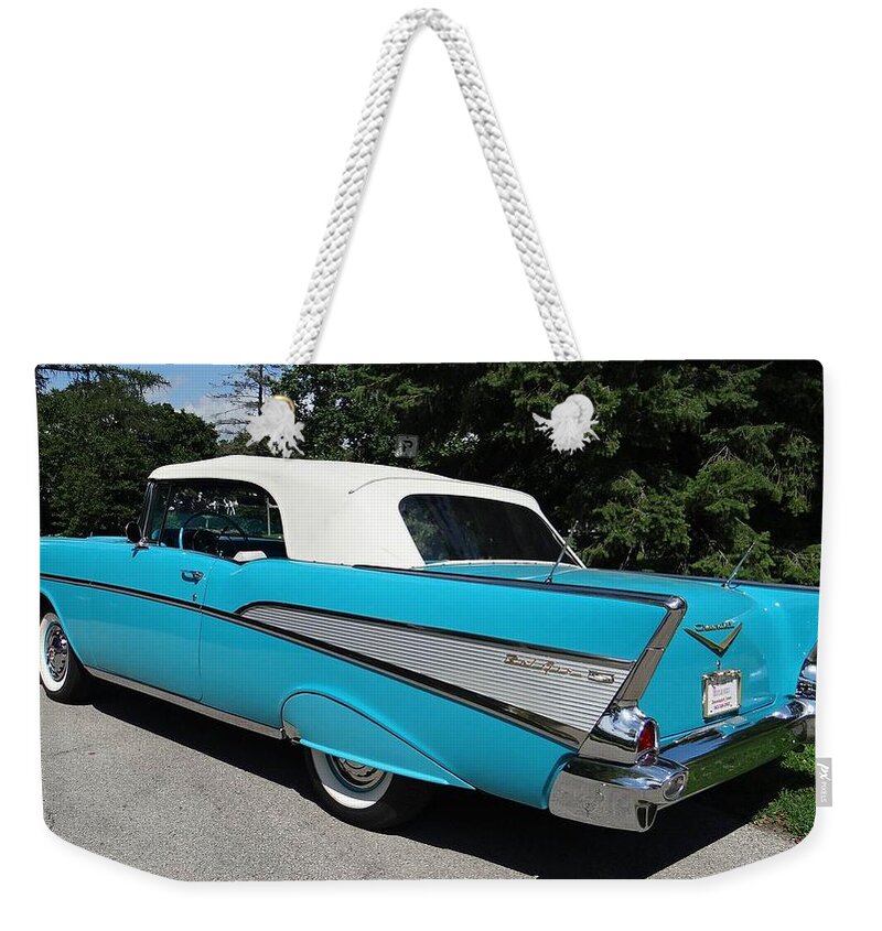 Chevrolet Bel Air Weekender Tote Bag featuring the photograph Chevrolet Bel Air by Jackie Russo
