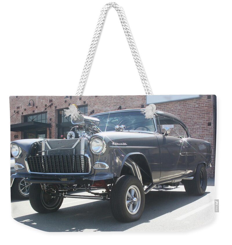 Chevy Weekender Tote Bag featuring the photograph Chevrolet Gasser by Jeff Floyd CA