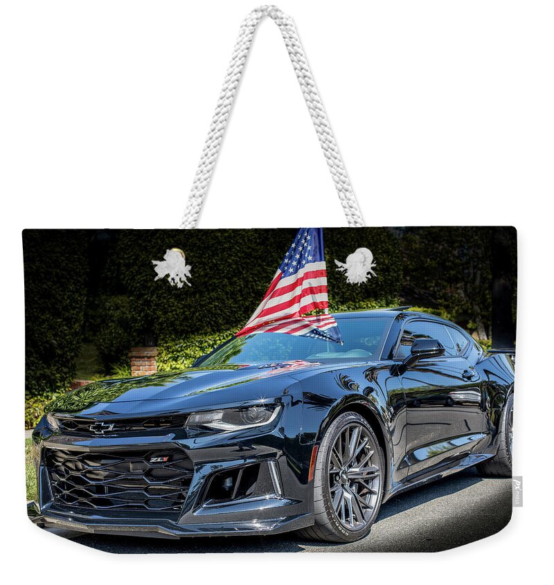 Chevrolet Camaro Weekender Tote Bag featuring the photograph Chevy Camaro ZL1 2017 by Gene Parks