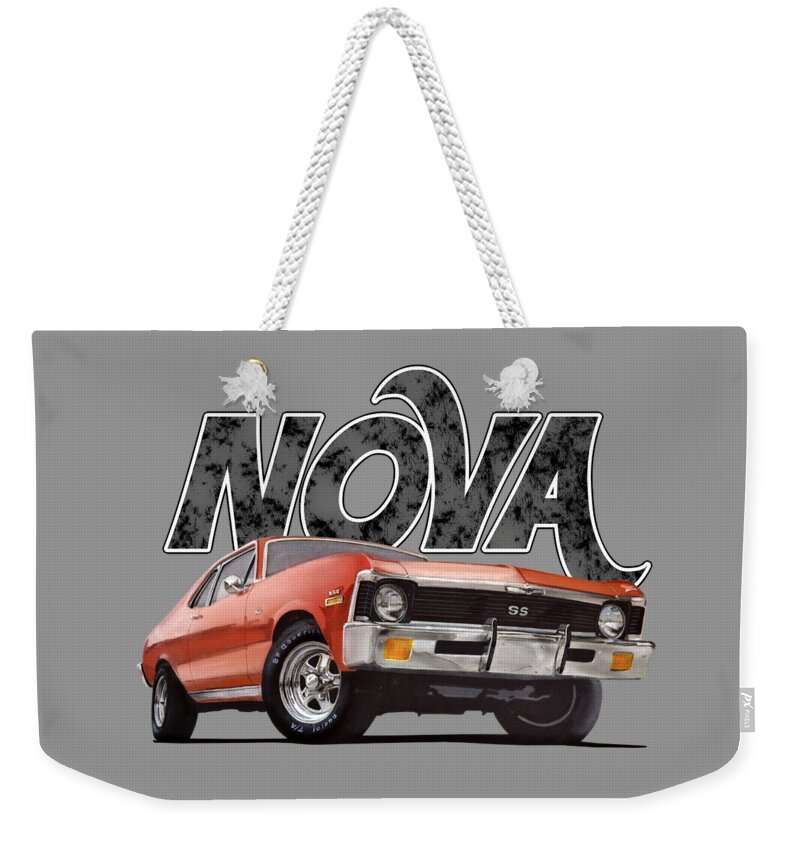 1970 Weekender Tote Bag featuring the digital art Chevy Nova by Paul Kuras