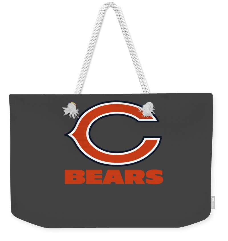 Chicago Weekender Tote Bag featuring the mixed media Chicago Bears Translucent Steel by Movie Poster Prints