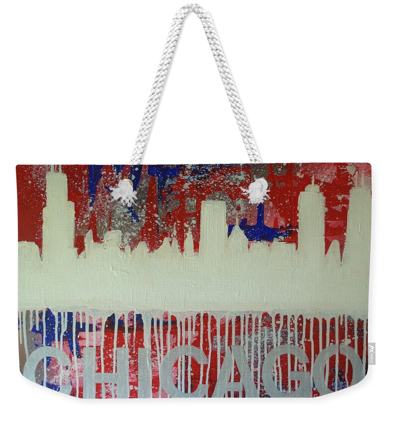 Drip Painting Weekender Tote Bag featuring the painting Chicago Drip by Melissa Jacobsen