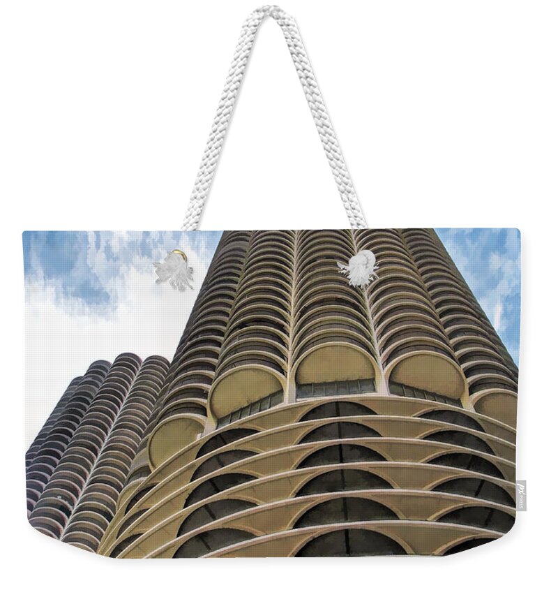 Chicago Weekender Tote Bag featuring the painting Chicago Marina Towers by Christopher Arndt