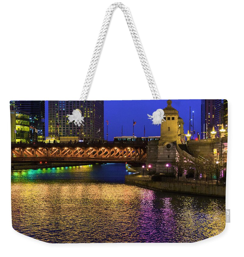  Weekender Tote Bag featuring the photograph Chicago River Ver2 by Raymond Kunst