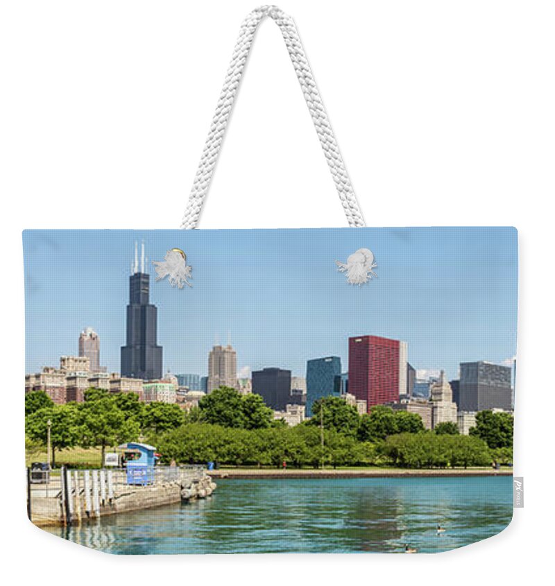 Chicago Weekender Tote Bag featuring the photograph Chicago Skyline by David Hart