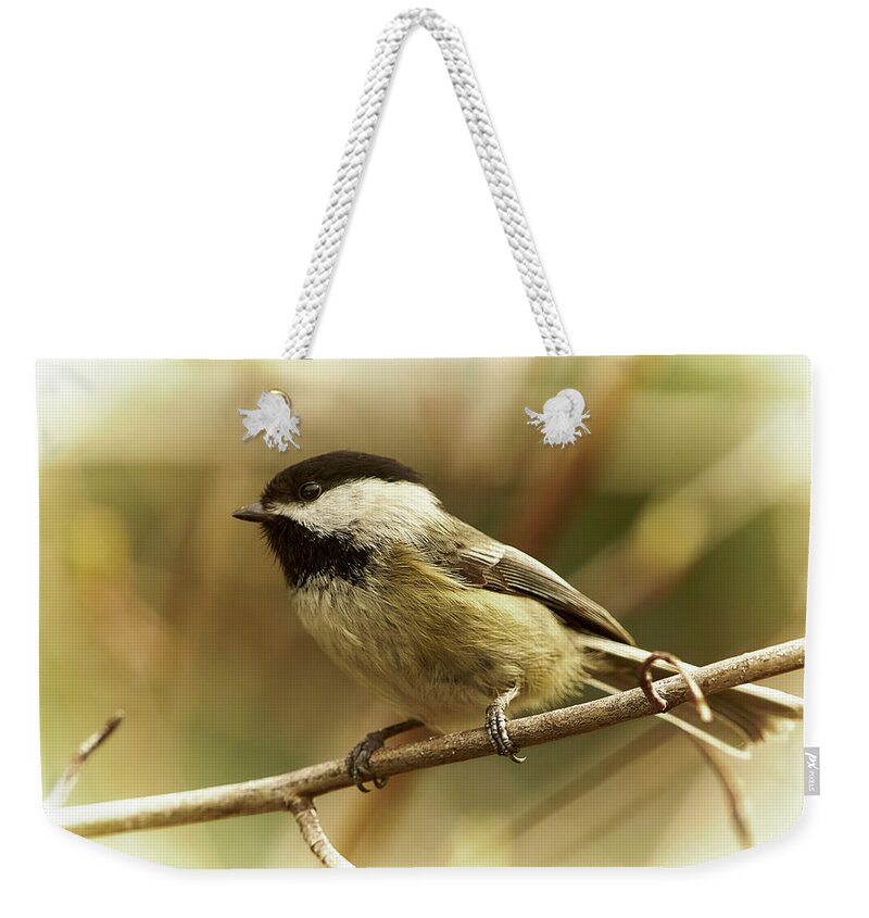 Bird Weekender Tote Bag featuring the photograph Chickadee by Loni Collins