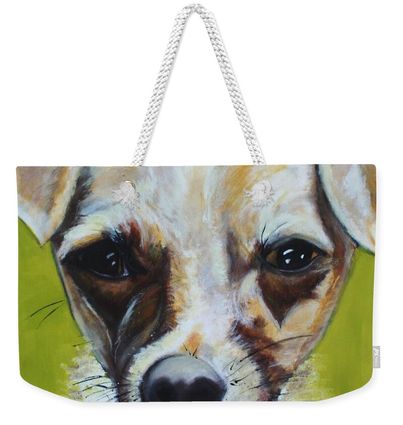 Dogs Art Weekender Tote Bag featuring the painting Chihuahua Mix- Roxie by Laura Grisham