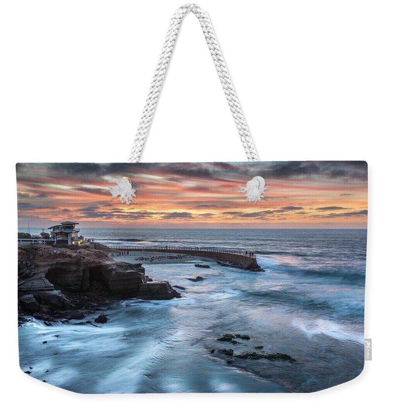  Weekender Tote Bag featuring the photograph Childrens Pool Fall Sunset by Scott Cunningham