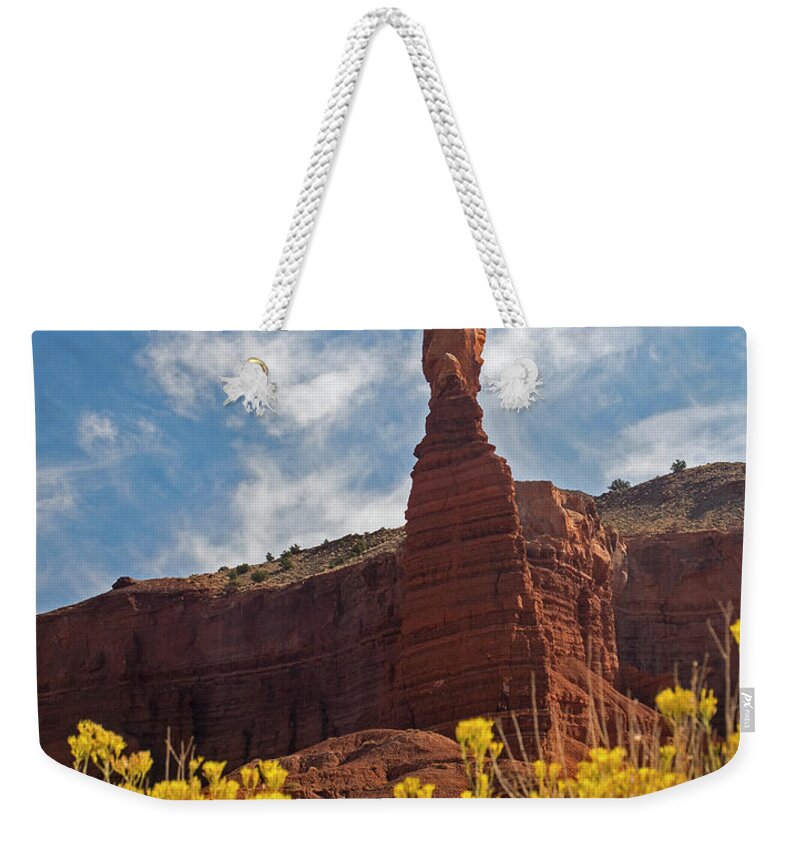 Chimney Rock Weekender Tote Bag featuring the photograph Chimney Rock Capital Reef by C