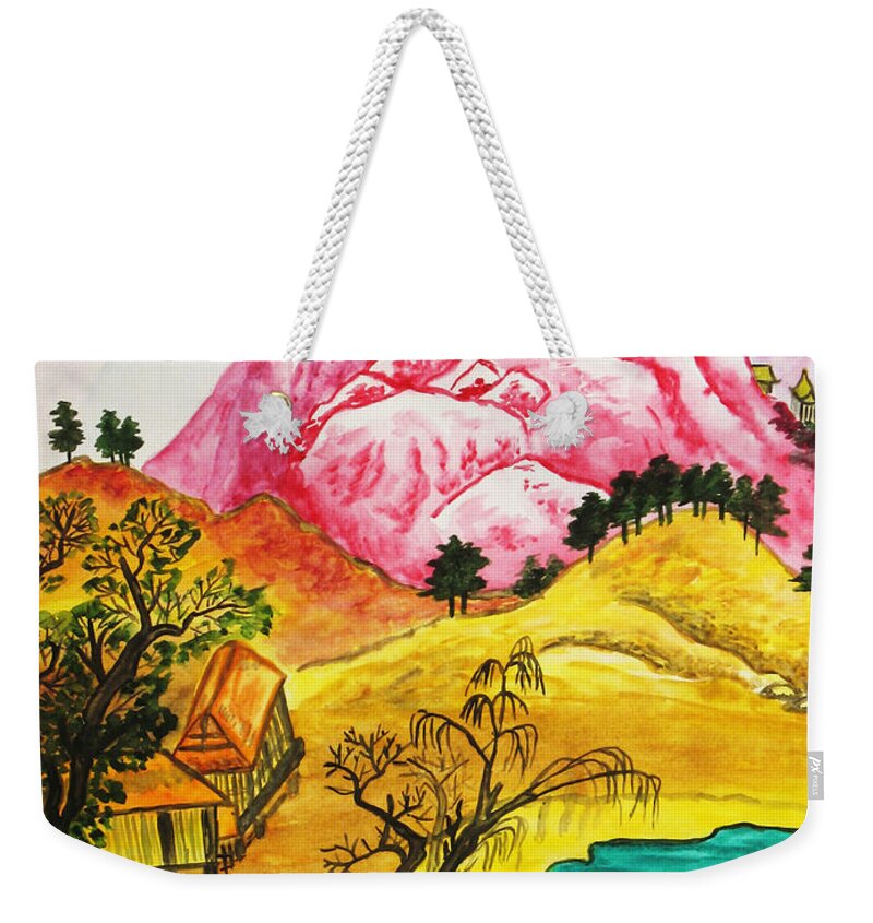 Hand Drawn Weekender Tote Bag featuring the painting Chinese landscape by Irina Afonskaya