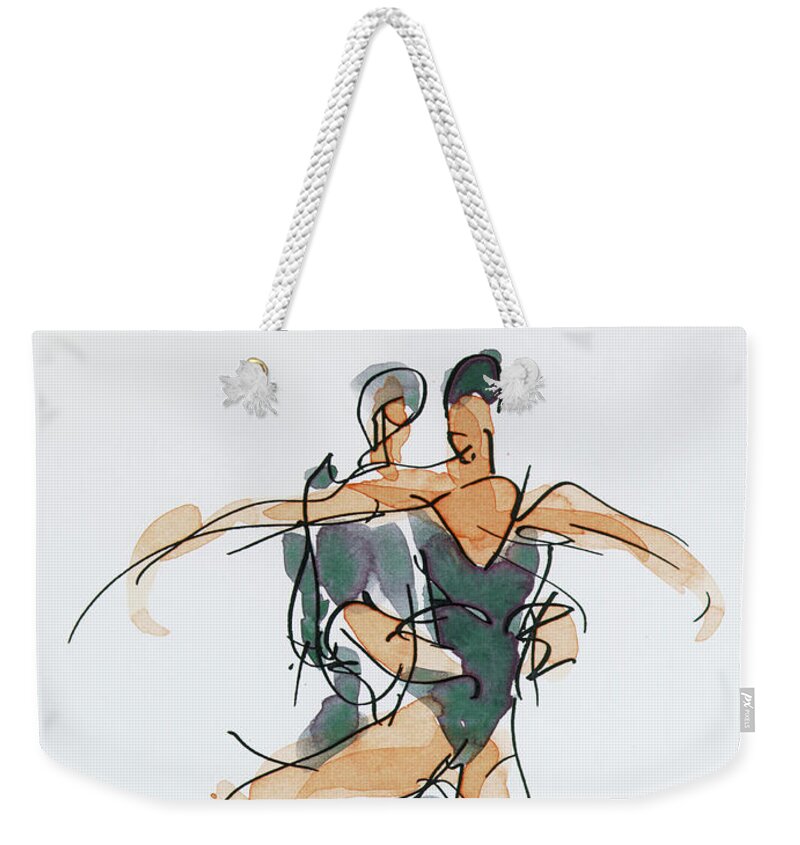 Choreographic Weekender Tote Bag featuring the drawing Choreographic lesson at The Royal Ballet School 01 by Peregrine Roskilly