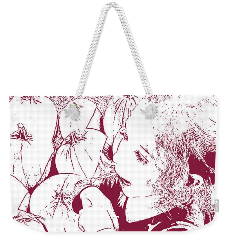 Young Girl Weekender Tote Bag featuring the photograph Chosing the pumpkin by Geoff Jewett