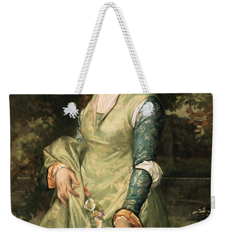 Alexandre Cabanel Weekender Tote Bag featuring the painting Christina Nilsson by Alexandre Cabanel