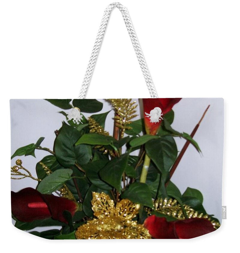 Christmas Weekender Tote Bag featuring the photograph Christmas Arrangemant by Sharon Duguay