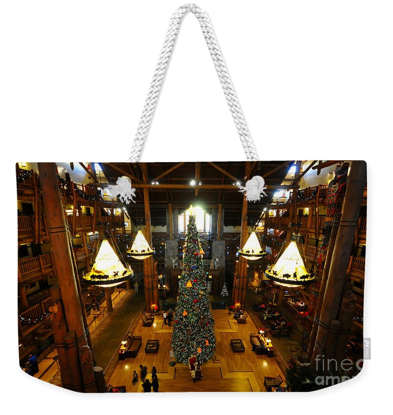 Wilderness Lodge Weekender Tote Bag featuring the photograph Christmas at the Lodge by David Lee Thompson