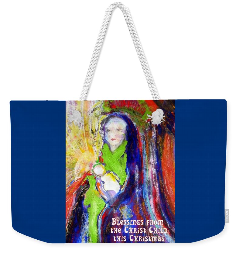 Christmas Card Weekender Tote Bag featuring the mixed media Christmas Blessings by Jodie Marie Anne Richardson Traugott     aka jm-ART