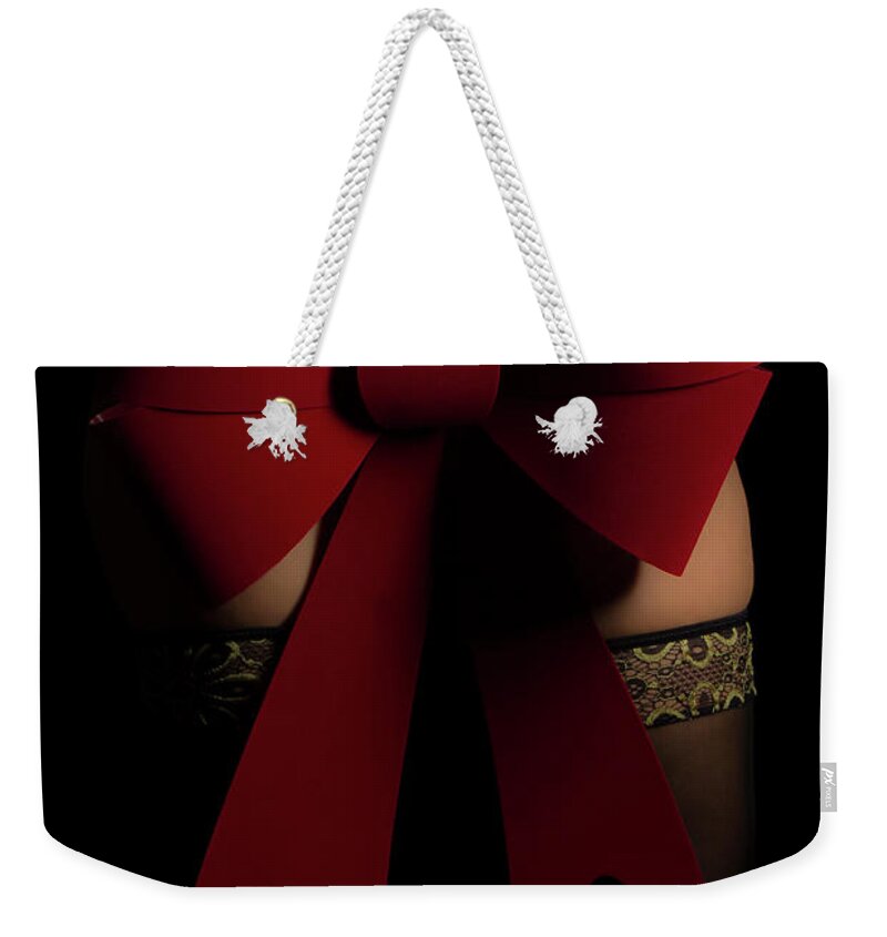 Christmas Weekender Tote Bag featuring the photograph Christmas boudoir by La Bella Vita Boudoir