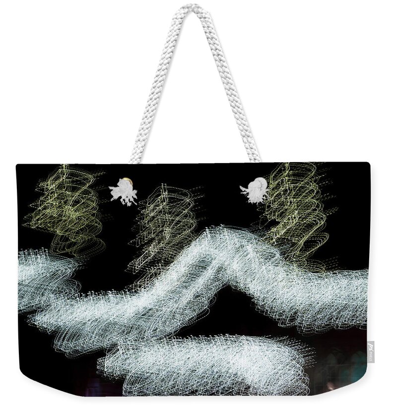 Helen Northcott Weekender Tote Bag featuring the photograph Christmas Lights Abstract by Helen Jackson