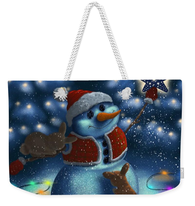 Christmas Weekender Tote Bag featuring the painting Christmas season by Veronica Minozzi