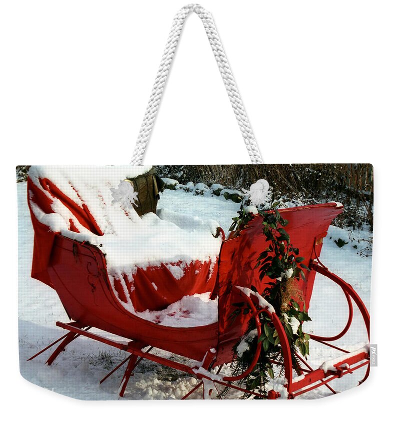 Christmas Weekender Tote Bag featuring the photograph Christmas Sleigh by Andrew Fare