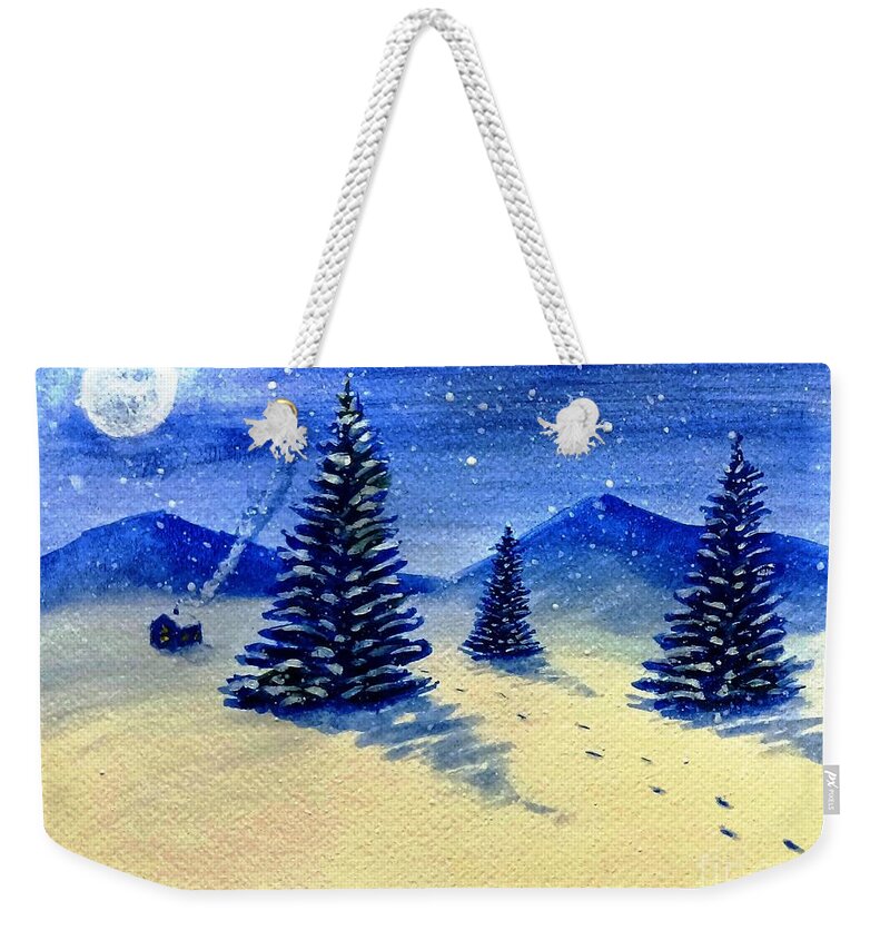 Christmas Weekender Tote Bag featuring the painting Christmas Snow by Stacy C Bottoms
