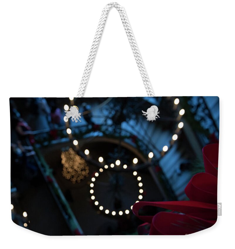 Christmas Weekender Tote Bag featuring the photograph Christmas Stairs at the Biltmore by Dale Powell