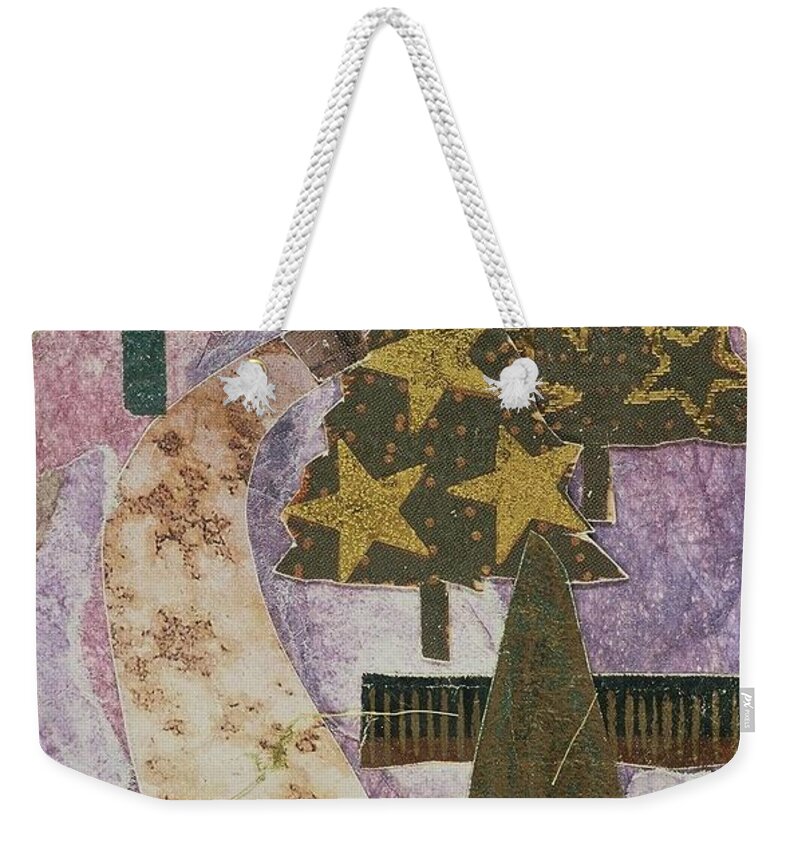 Greeting Weekender Tote Bag featuring the mixed media Christmas Stroll Card by Sharon Williams Eng