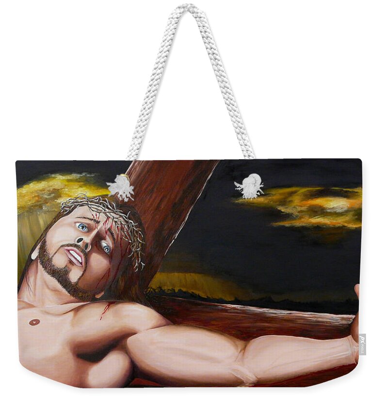 Christ Weekender Tote Bag featuring the painting Christ's Anguish by Vic Ritchey