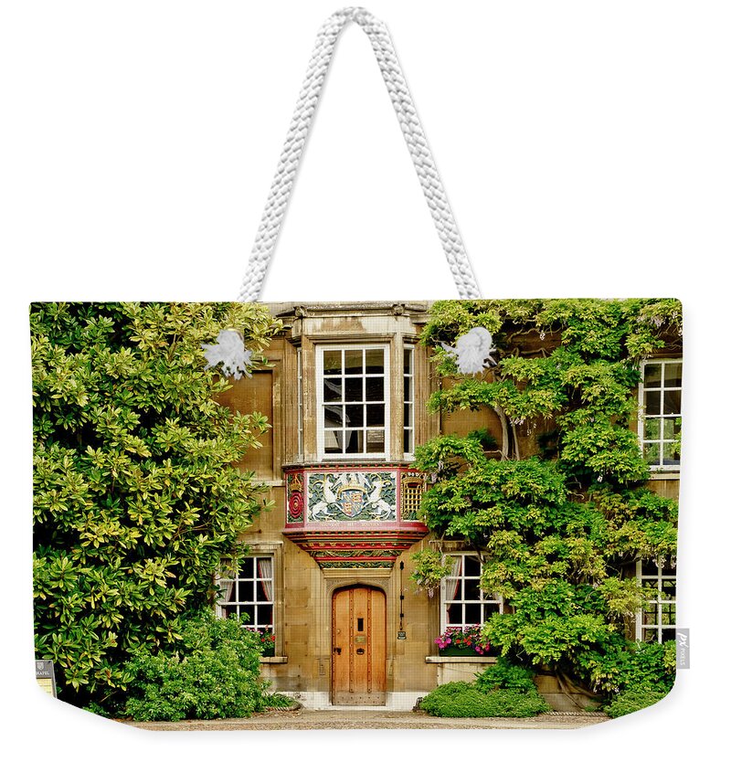 Cambridge Weekender Tote Bag featuring the photograph Christ's College court. Cambridge. by Elena Perelman