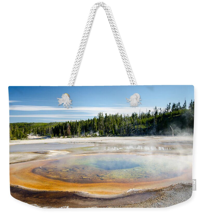 Landscape Weekender Tote Bag featuring the photograph Chromatic Pool Geyser by Crystal Wightman