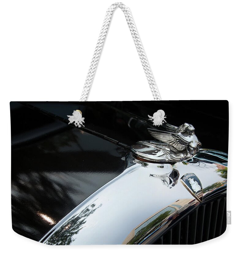 Old Cars Weekender Tote Bag featuring the photograph Chrome Angel by Theresa Tahara
