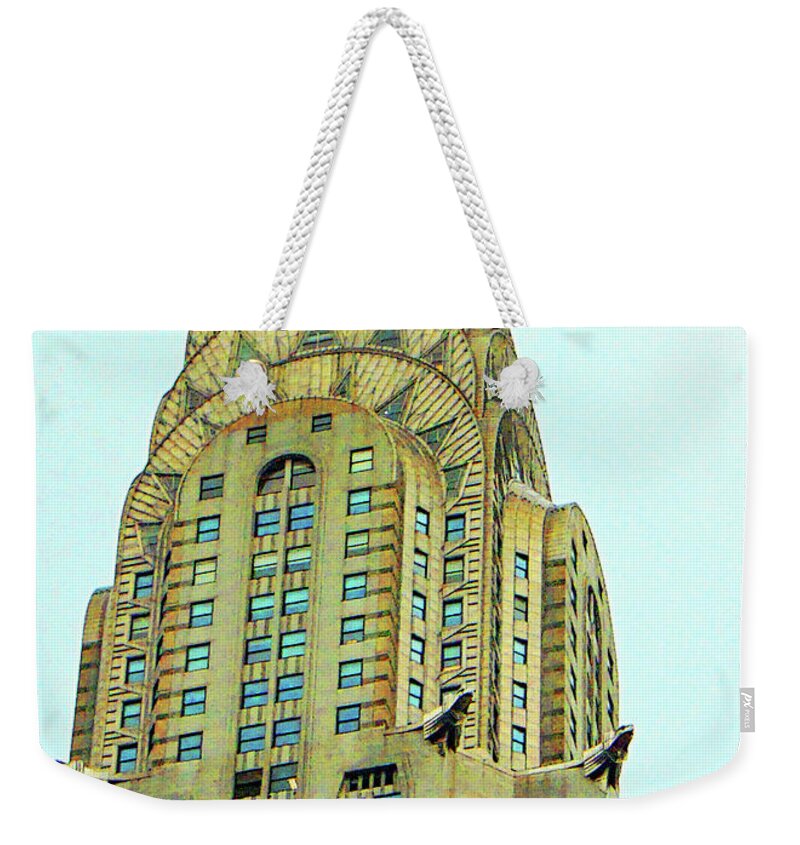  Weekender Tote Bag featuring the digital art Chrysler Building by Darcy Dietrich
