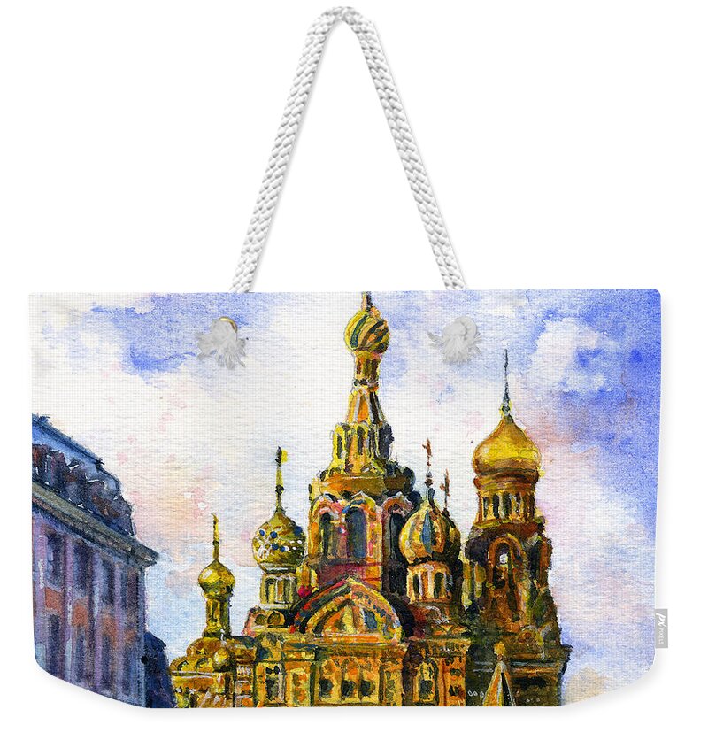 St. Petersburg Weekender Tote Bag featuring the painting Church of the Savior on Blood by John D Benson