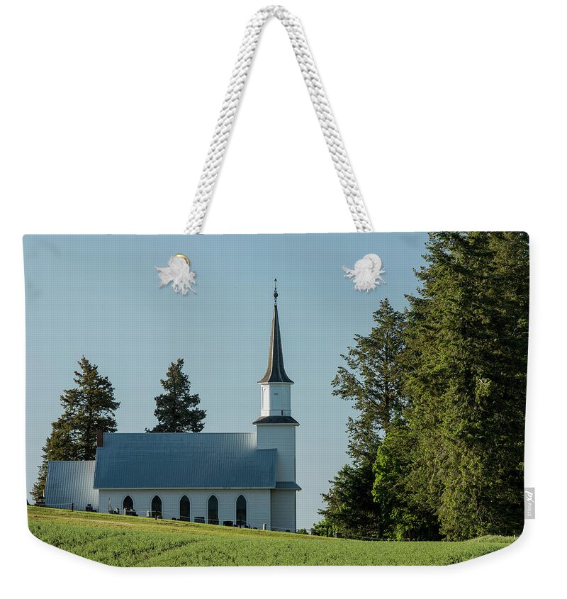 Palouse Weekender Tote Bag featuring the photograph Church on the Hill by Bob Cournoyer