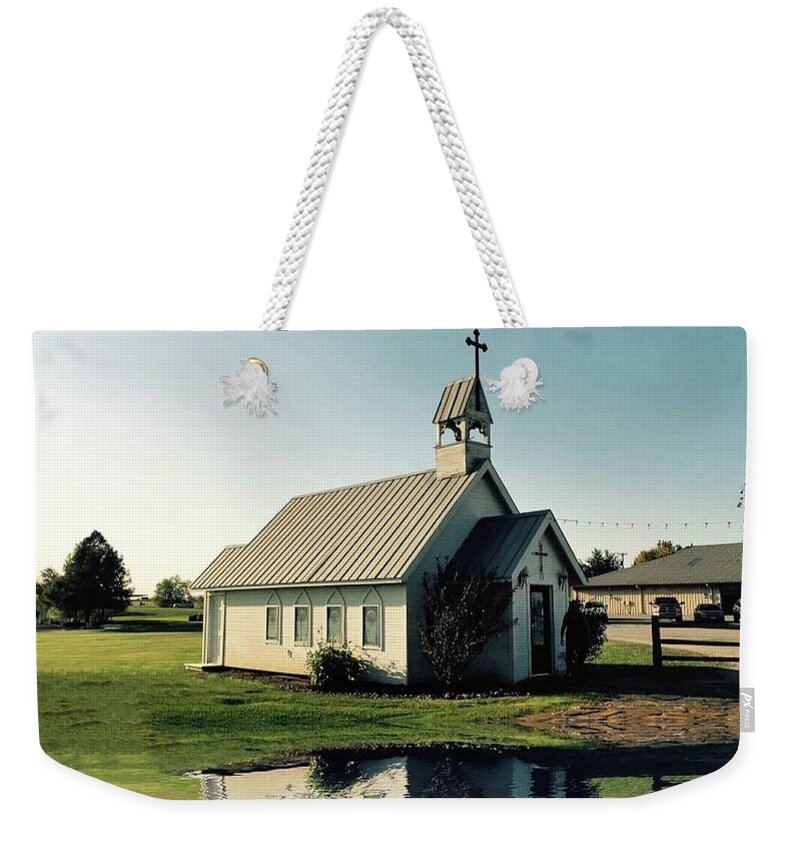 Reflection Weekender Tote Bag featuring the photograph Church Reflection by Doris Aguirre