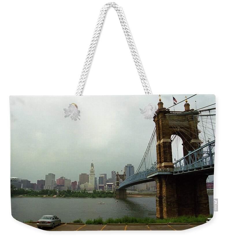 Arches Weekender Tote Bag featuring the photograph Cincinnati - Roebling Bridge 6 by Frank Romeo
