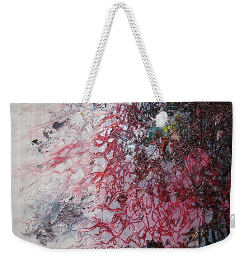 Oil Paint Knifed Onto Canvas In Thick Layers And Combines With Sprayed Paint. Weekender Tote Bag featuring the painting Cindy's Star by Carrie Maurer