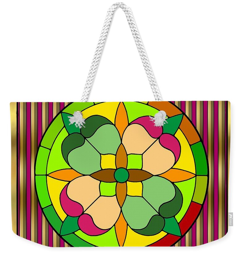 Circle On Bars 2 Weekender Tote Bag featuring the digital art Circle on Bars 2 by Chuck Staley
